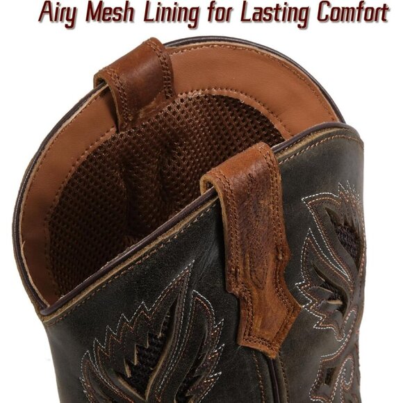 Men’s Rowdy Rust Square Toe Leather Boot Durable 10-inch Pull-on Wellington Boot